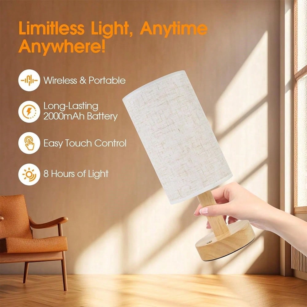 モダンな北欧風の木製と布製の装飾テーブルランプ。寝室のベッド - Decor Lighting Lamps のレビューと価格